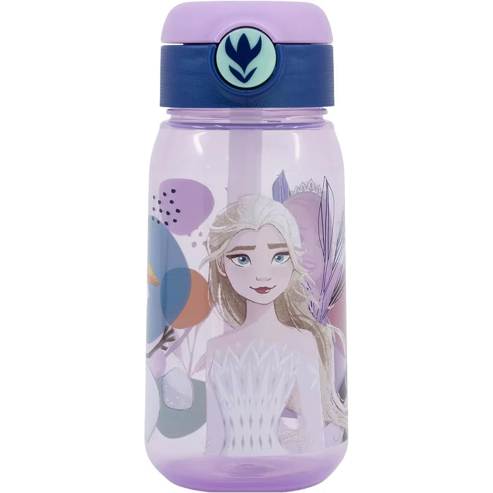 Frozen Pop Up Water Bottle with Transparent Straw 510ml