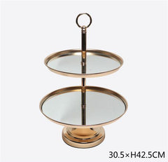 Two-tier metal cake stand with ring 30.5x42.5cm