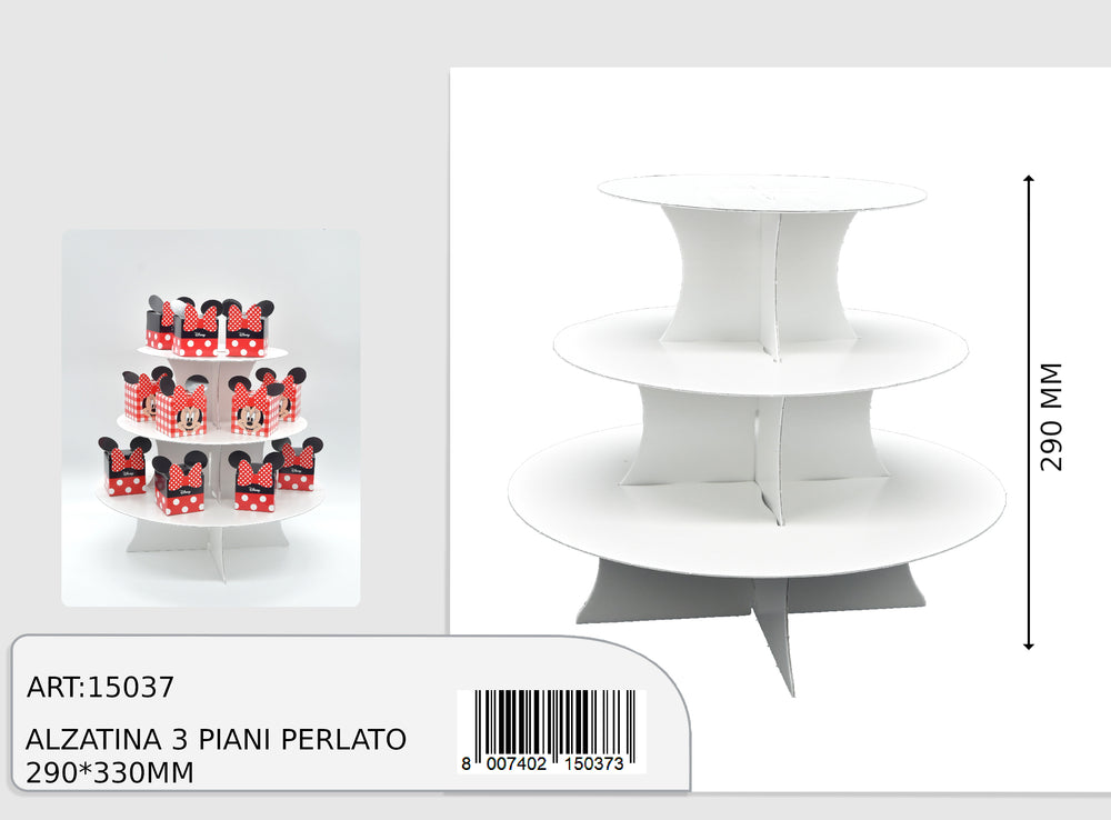 alzatina 3 piani 330x290mm perlato