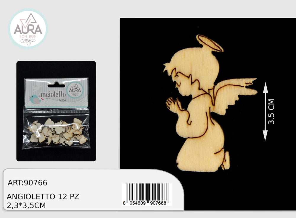 12-piece wooden angel decoration