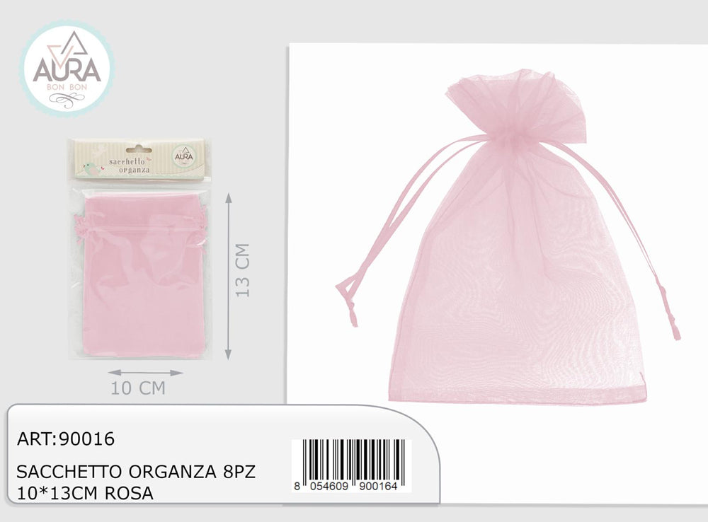 Organza bag 8pcs 10x13cm pink