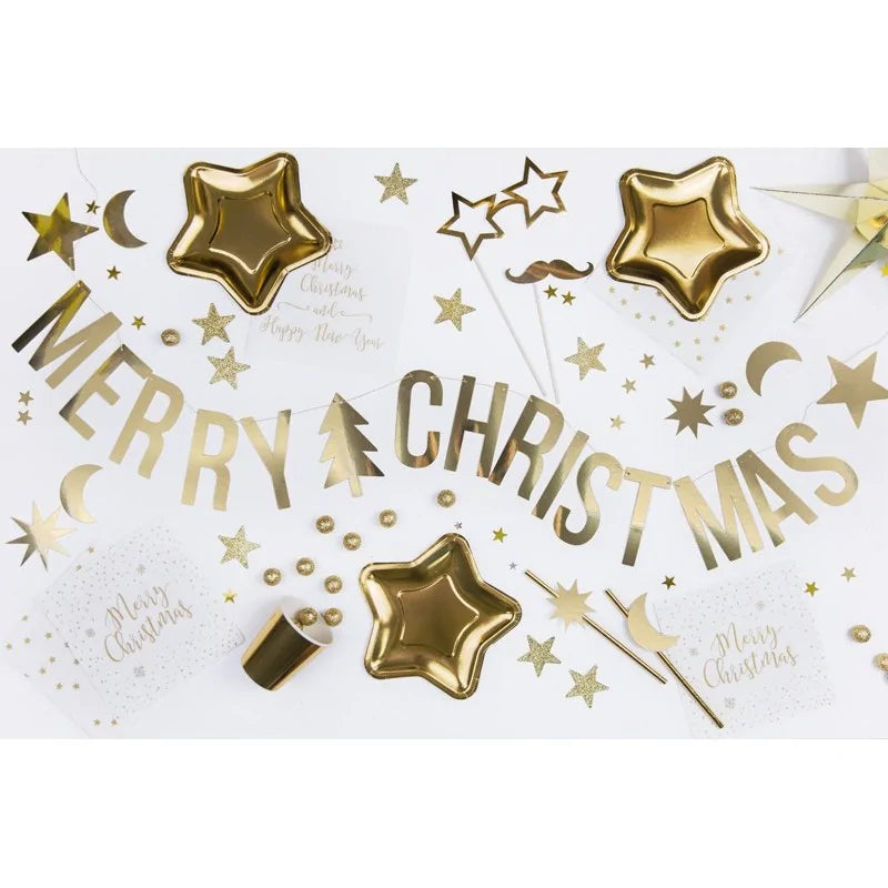 Merry Christmas gold banner 10.5cmx150cm