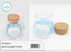 Barattolo baby azzurro con tag cuore