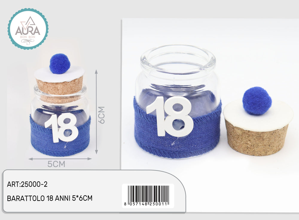 Barattolo 18 anni 4,7x5cm blu