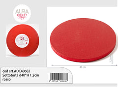 Round cake board, diameter 40cm x height 1.2cm, red