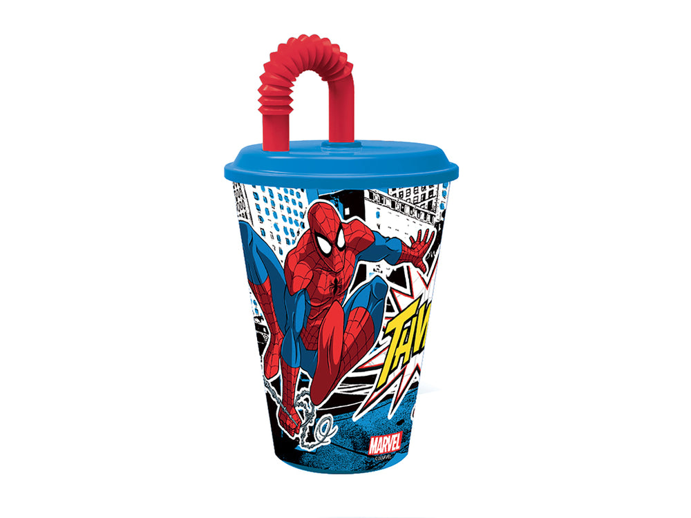Spiderman Bicchiere con cannuccia ml.430