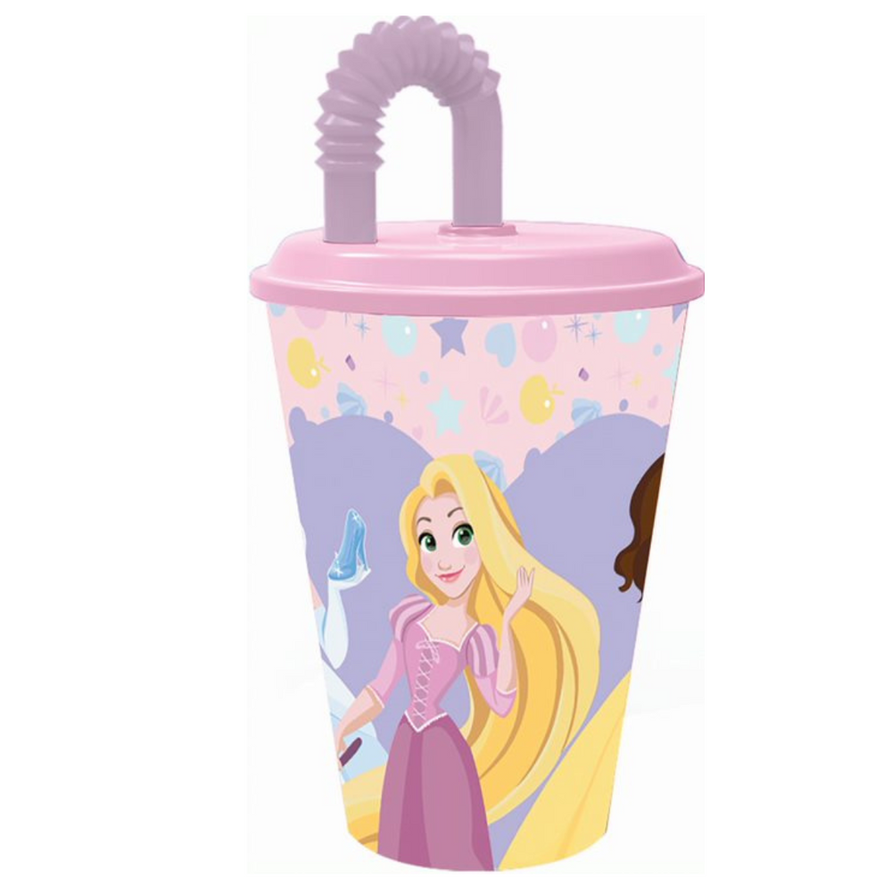 Princesses glass with straw 430ml