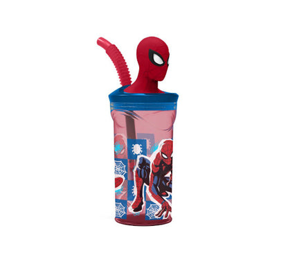 bicchiere con cannuccia spiderman