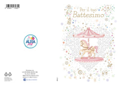 Baptism greeting card with baby carousel