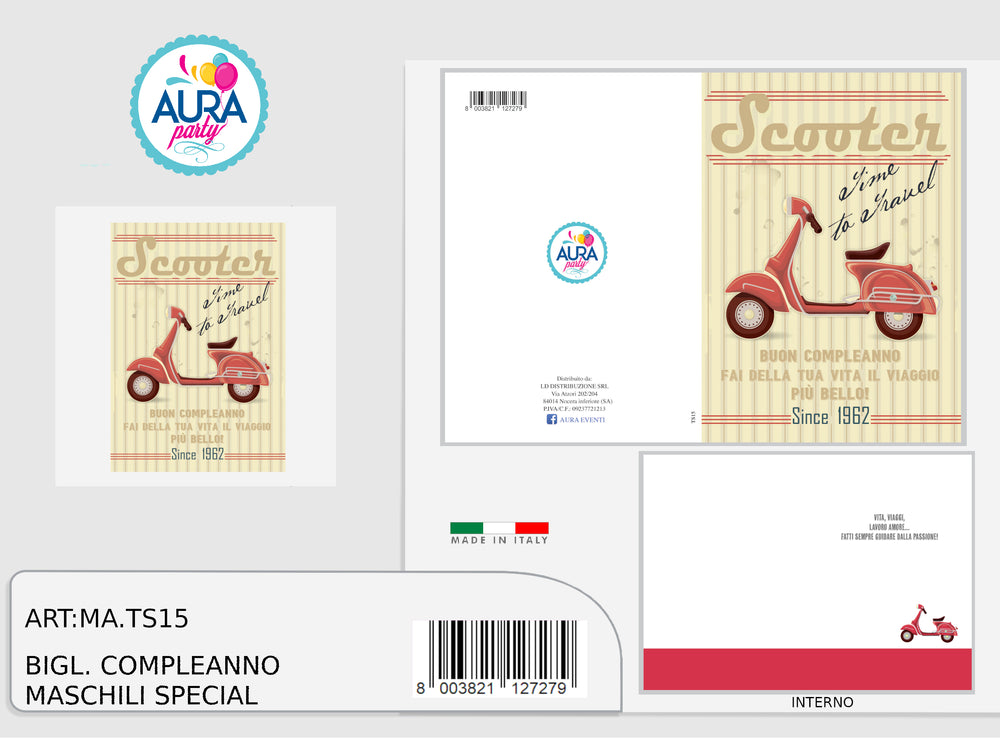 Vespa Birthday Card