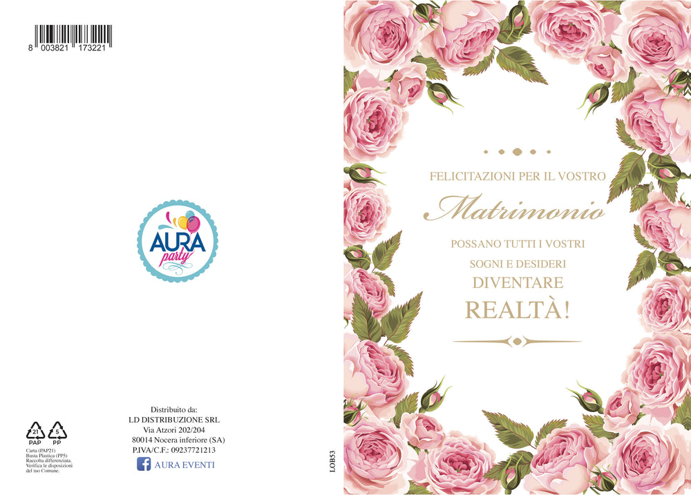 Wedding greeting card with roses