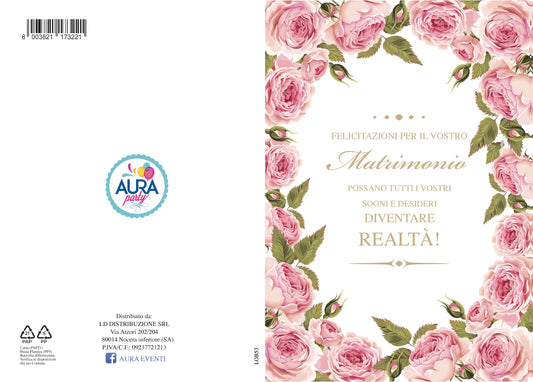 biglietto con rose matrimonio