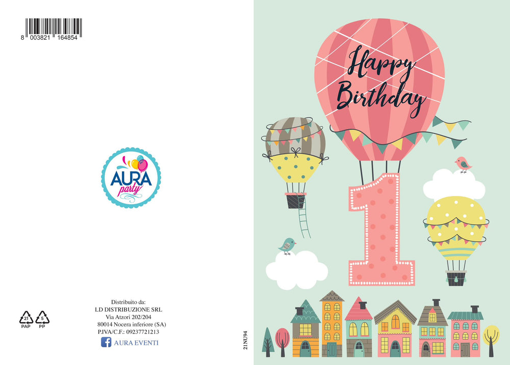 First birthday greeting card for baby girl
