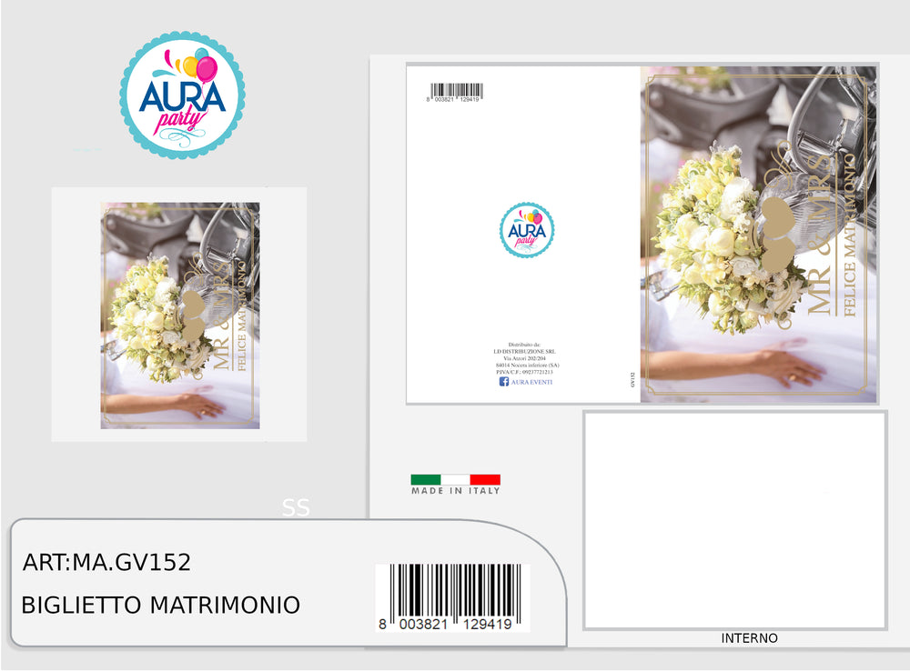 wedding greeting card with gold