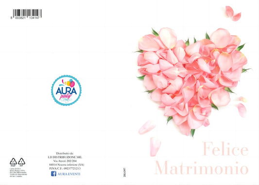 biglietto matrimonio petali e glitter