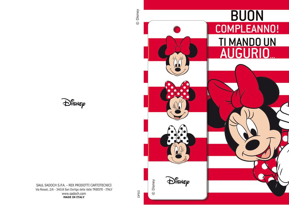 Disney Minnie Mouse card with 3D bookmark