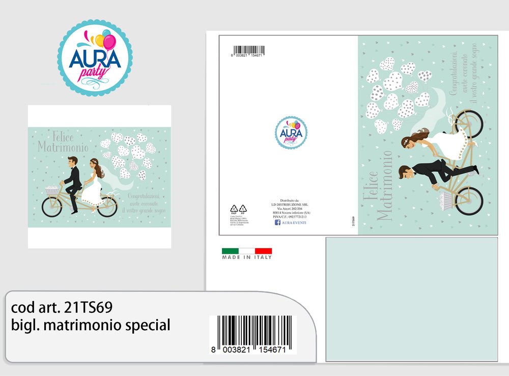 Tandem wedding greeting card