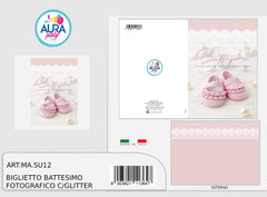 Glitter Baptism Greeting Card for a Baby Girl