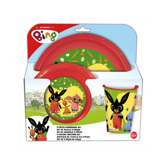 Bing set 3 pz.piatti fondo + piano + Bicchiere