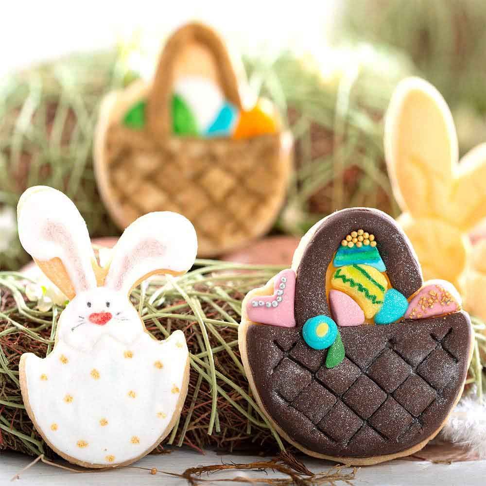 Set of 2 plastic basket and bunny cookie cutters