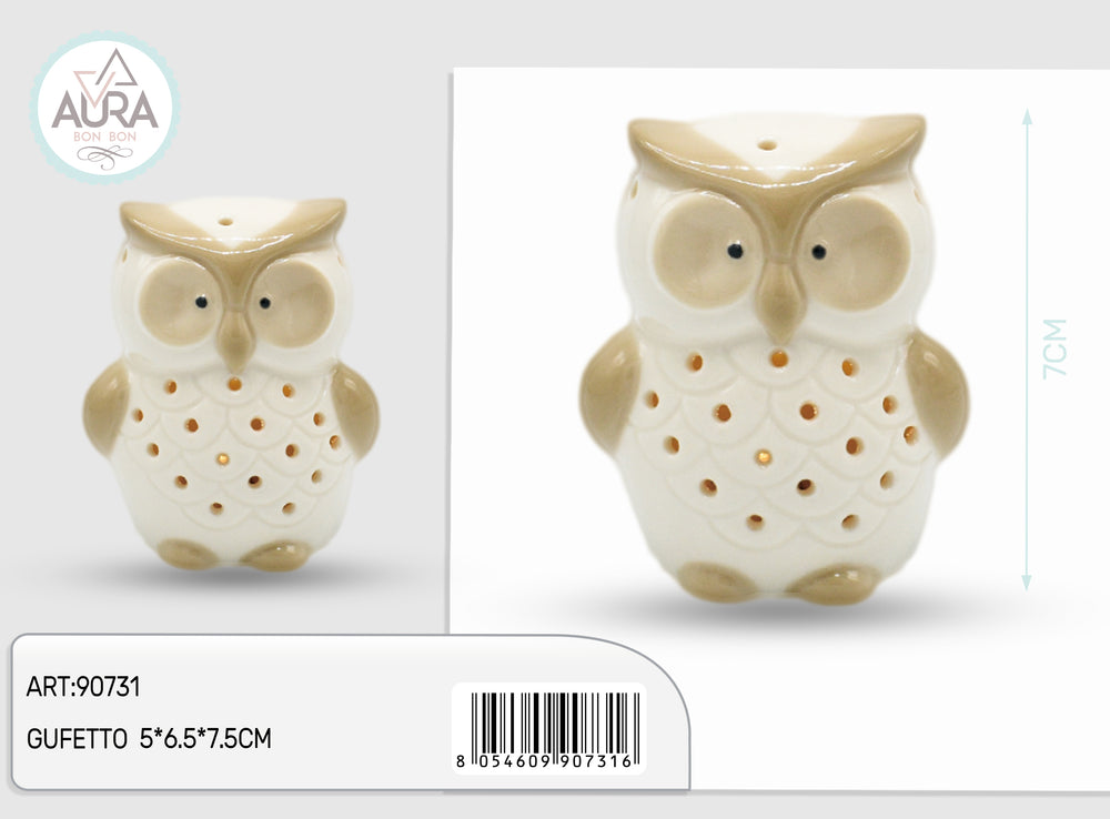 6.5x5x7.5cm porcelain owl with light