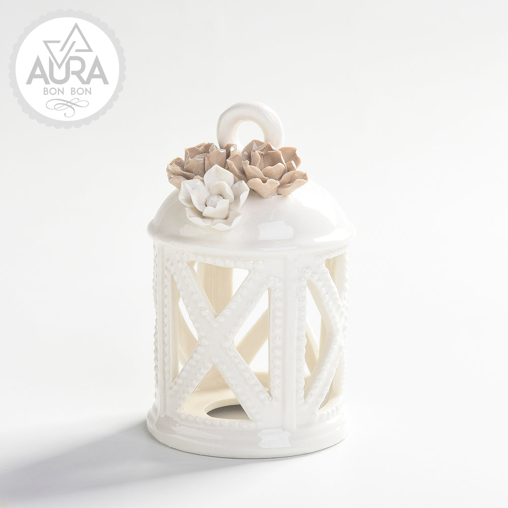 Lantern with flowers 7.5x7.5x12.3cm