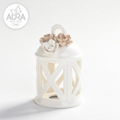 Lanterna con fiori 7,5x7,5x12,3cm