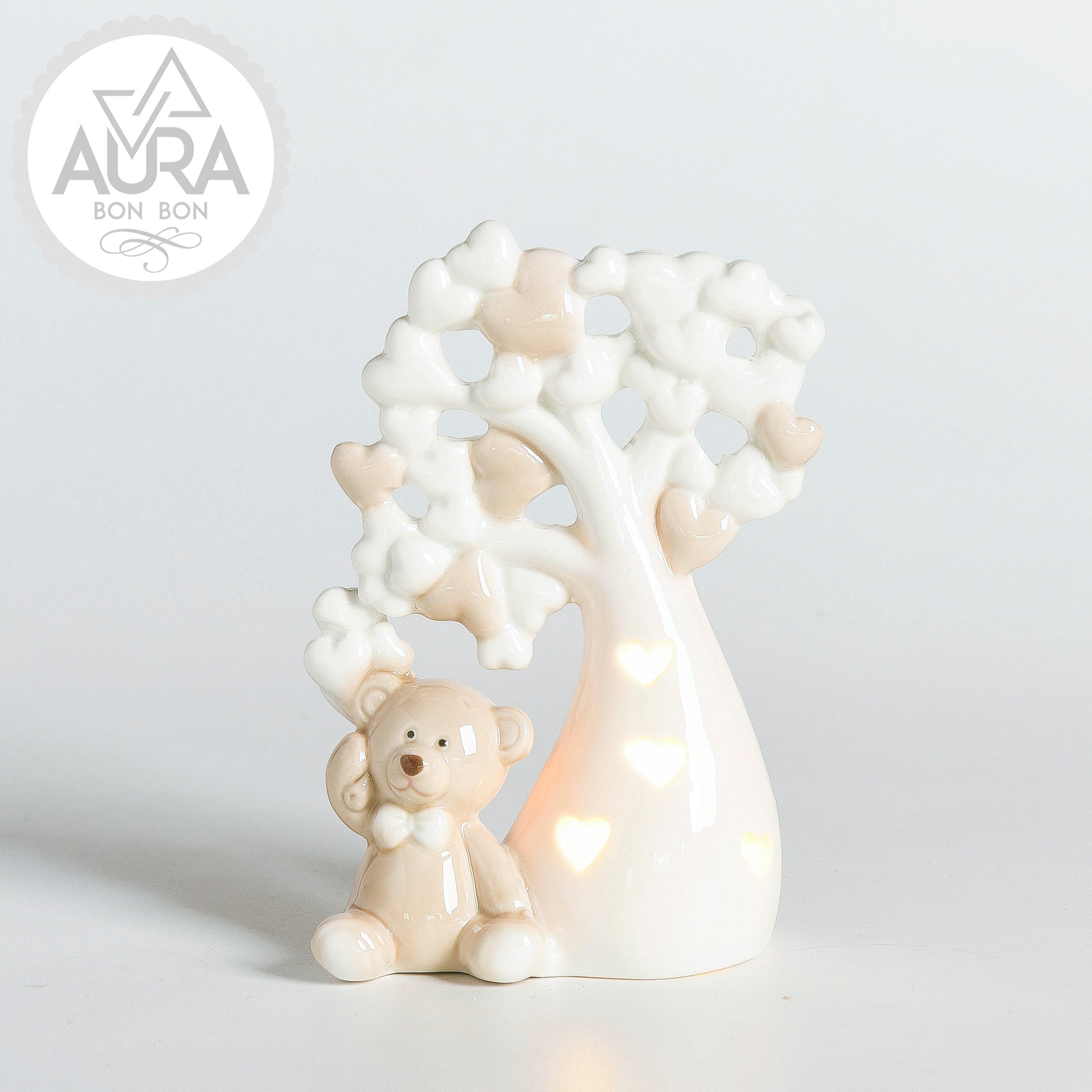 bomboniera orsetto con albero della vita e luce