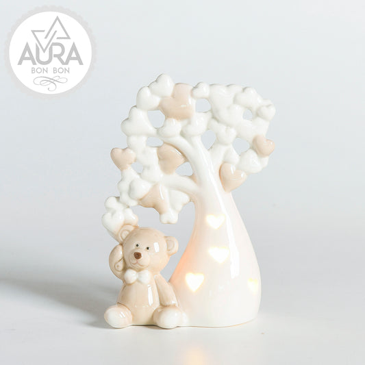 bomboniera orsetto con albero della vita e luce