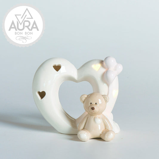 bomboniera orsetto con cuore e luce 