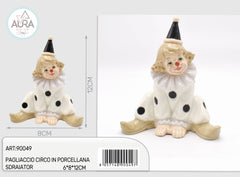 Pagliaccio circo in porcellana seduto 6x8x12cm