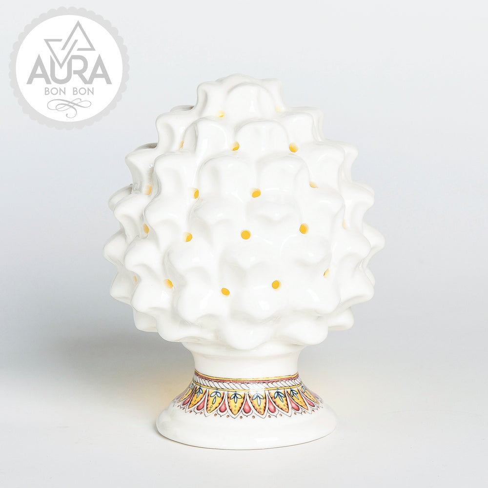 Porcelain pine cone favor with light 12x12x15cm