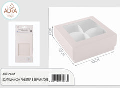 Small box with window and white divider 10x10x4cm