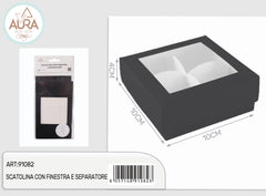 Scatolina con finestra e separatore nero 10x10x4cm