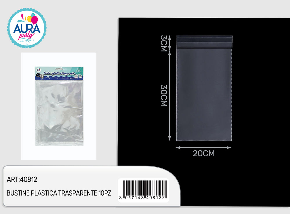 Bustine plastica trasparente 10pz 20x30cm