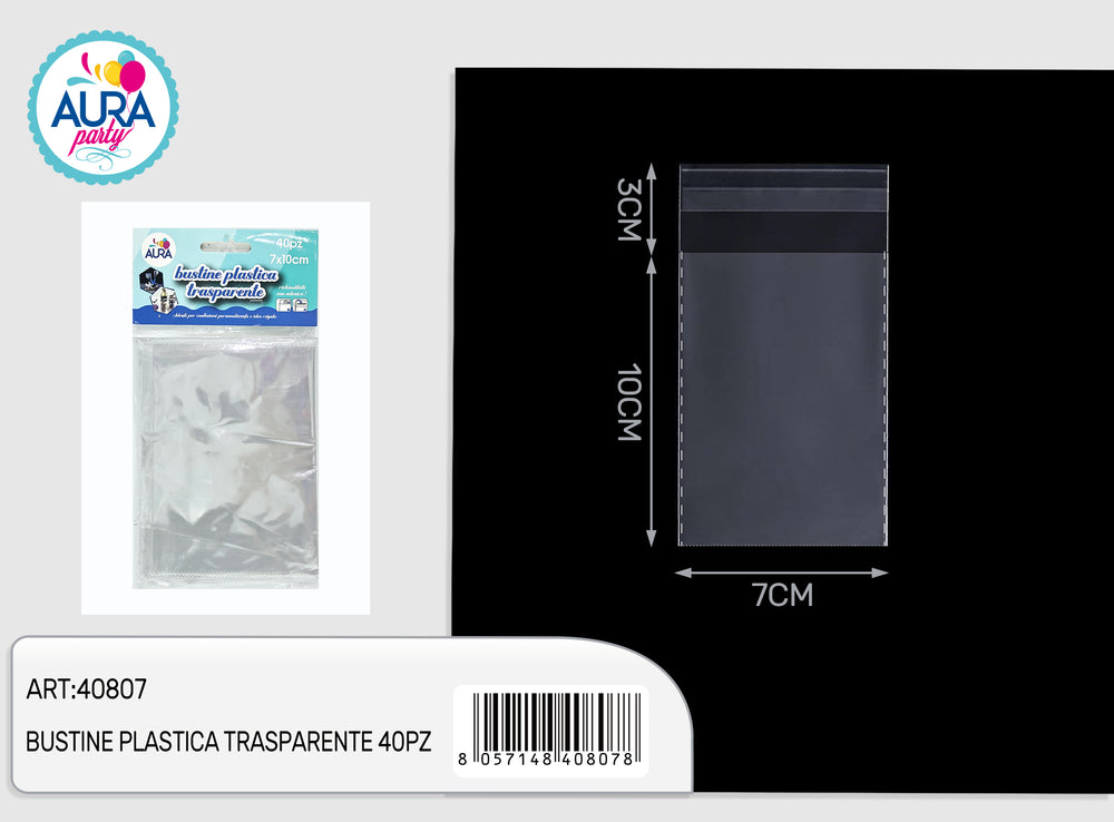 Bustine plastica trasparente 10pz 7x10cm