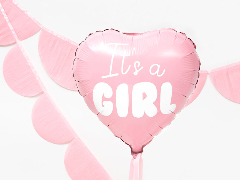 Foil Balloon Heart - It's a girl. 45cm. light pink