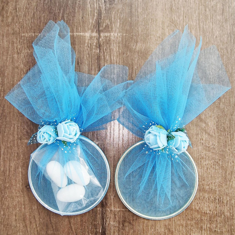 Veli in organza quadrati 24x24cm 50pz celeste