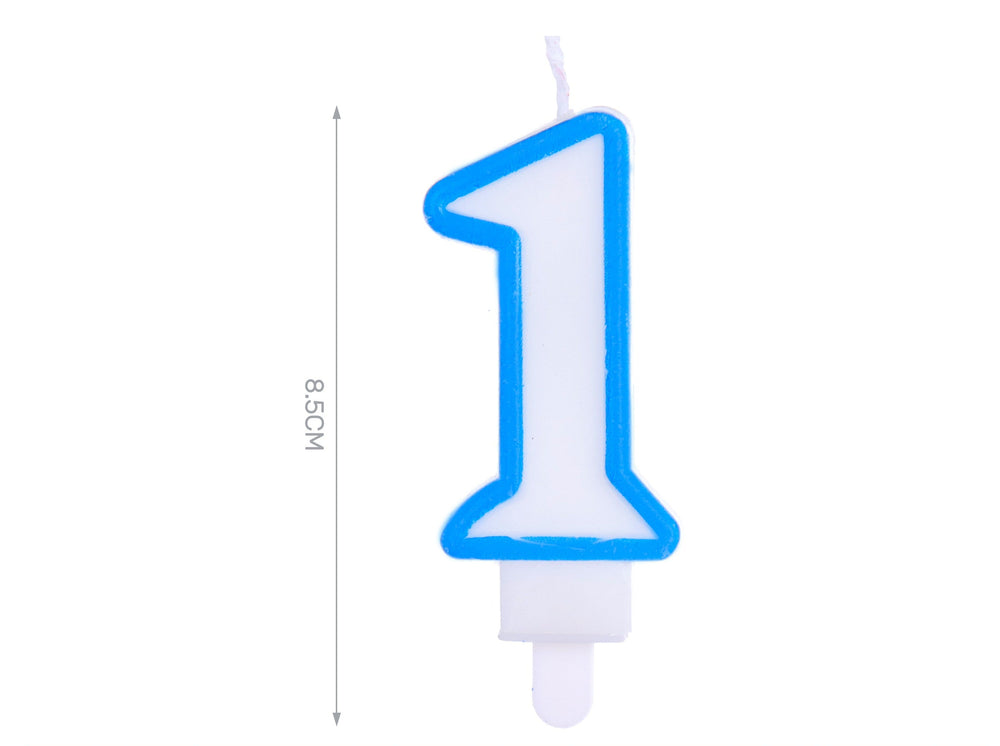 Candelina 8.5cm azzurra numero 1