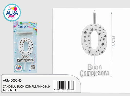 candela compleanno n.0 argento