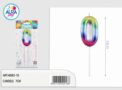 multicolored birthday candle no. 0