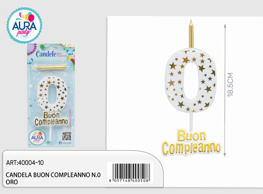 candela compleanno n.0 oro