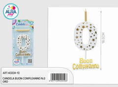 gold birthday candle no. 0