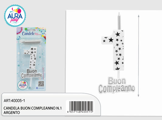 candela compleanno n.1 argento