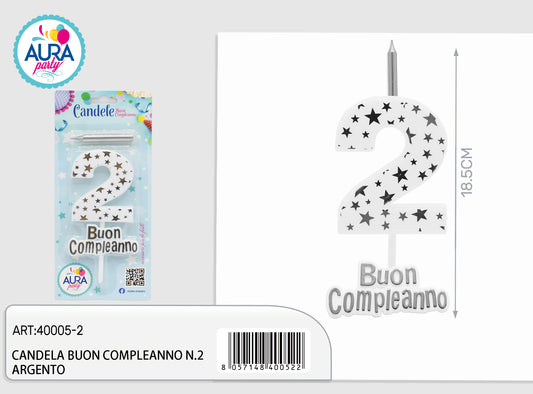 candela compleanno n.2 argento