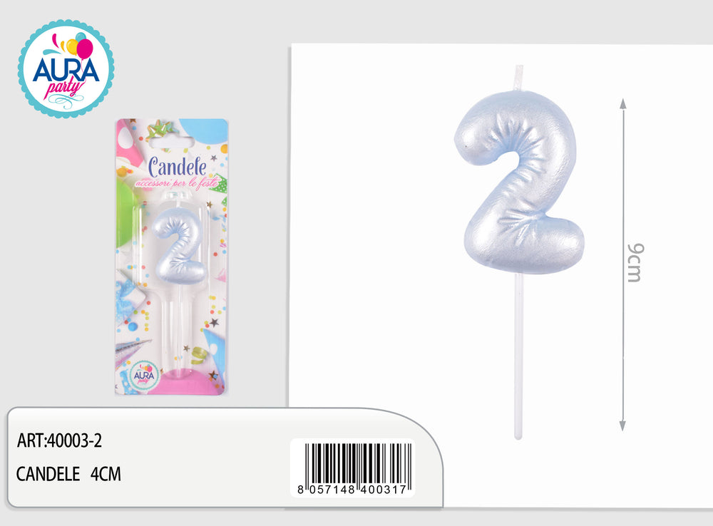 birthday candle no. 2 light blue