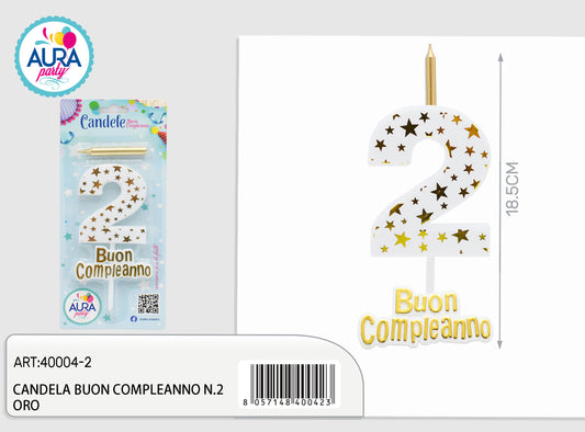 candela compleanno n.2 oro