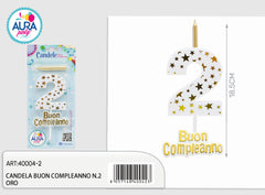 birthday candle no. 2 gold