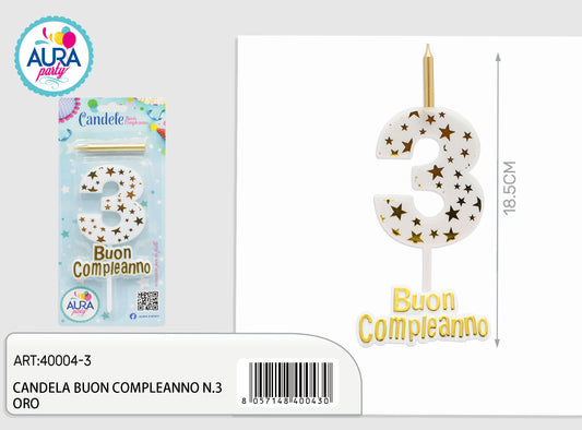 candela compleanno n.3 oro