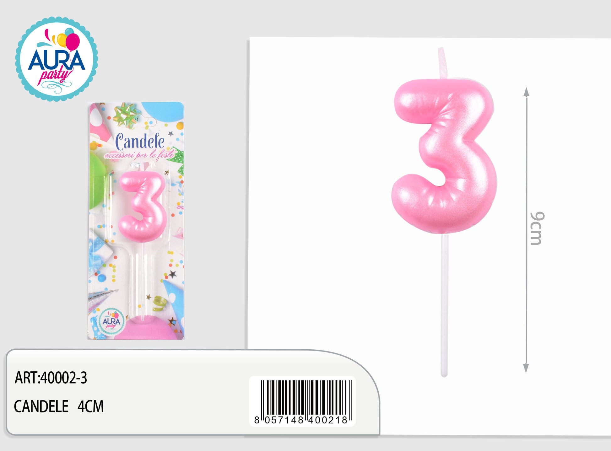 candela compleanno n.3 rosa